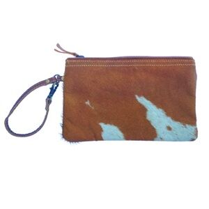 Myra Bag Women's  Small Wristlet Cowhide Zip Closure Western Boho 10" x 6.25"